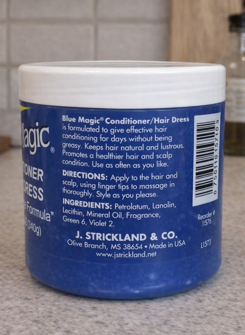 بلو ماجيك بلسم بلو ماجيك للشعر، تركيبة أصلية مضادة للتقصف، 340 غرام (12 أونصة) - كريم للشعر مقاوم للرطوبة للشعر الجاف والمجعد والمعرض للتقصف - Image 2